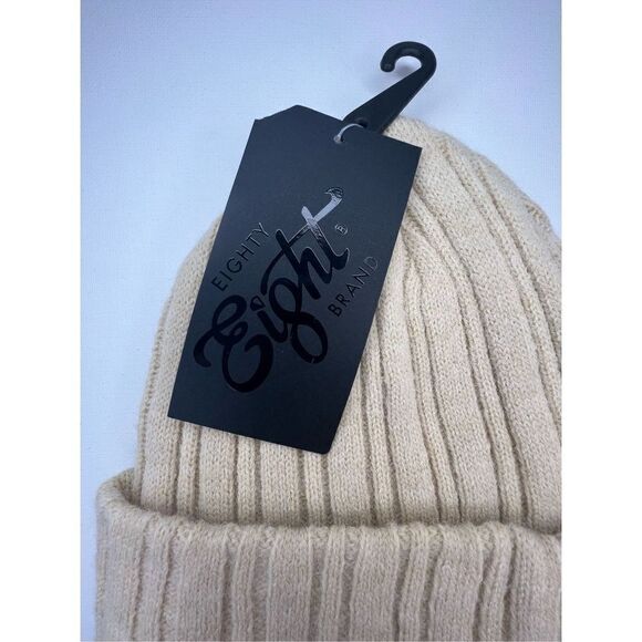 NWT Eighty Eight Brand Cozy Winter Knit Tan Beanie Style Hat - Picture 2 of 4
